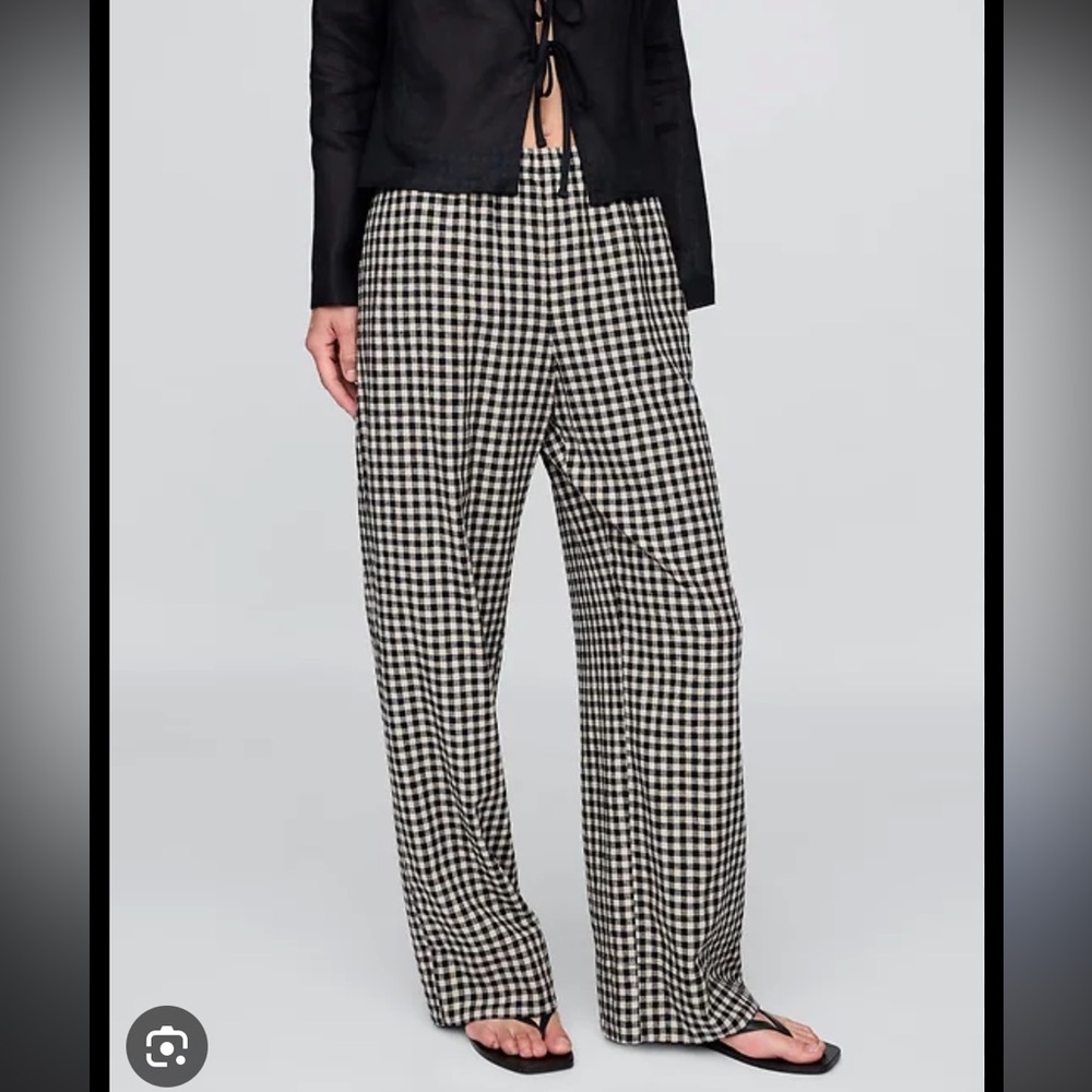 Gap Linen-blend wide-hem pants